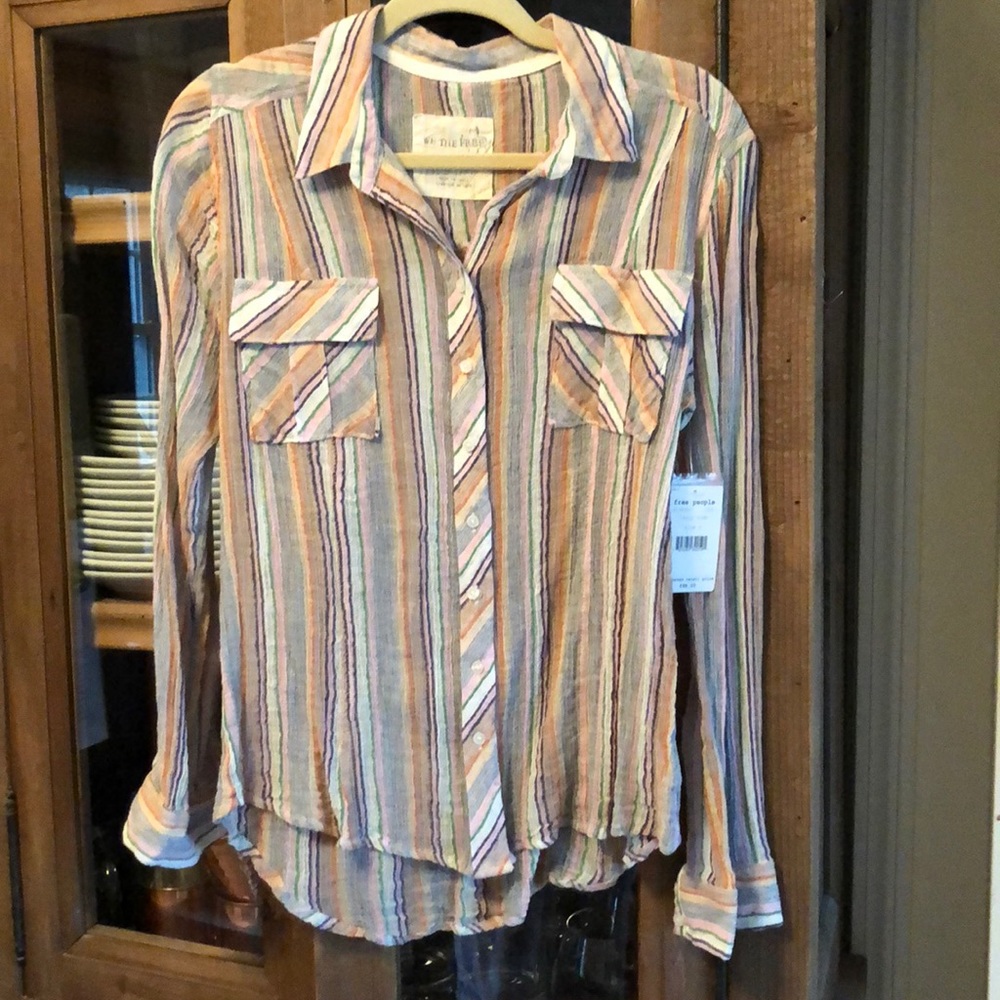 Free People button up gauze shirt small s NWT